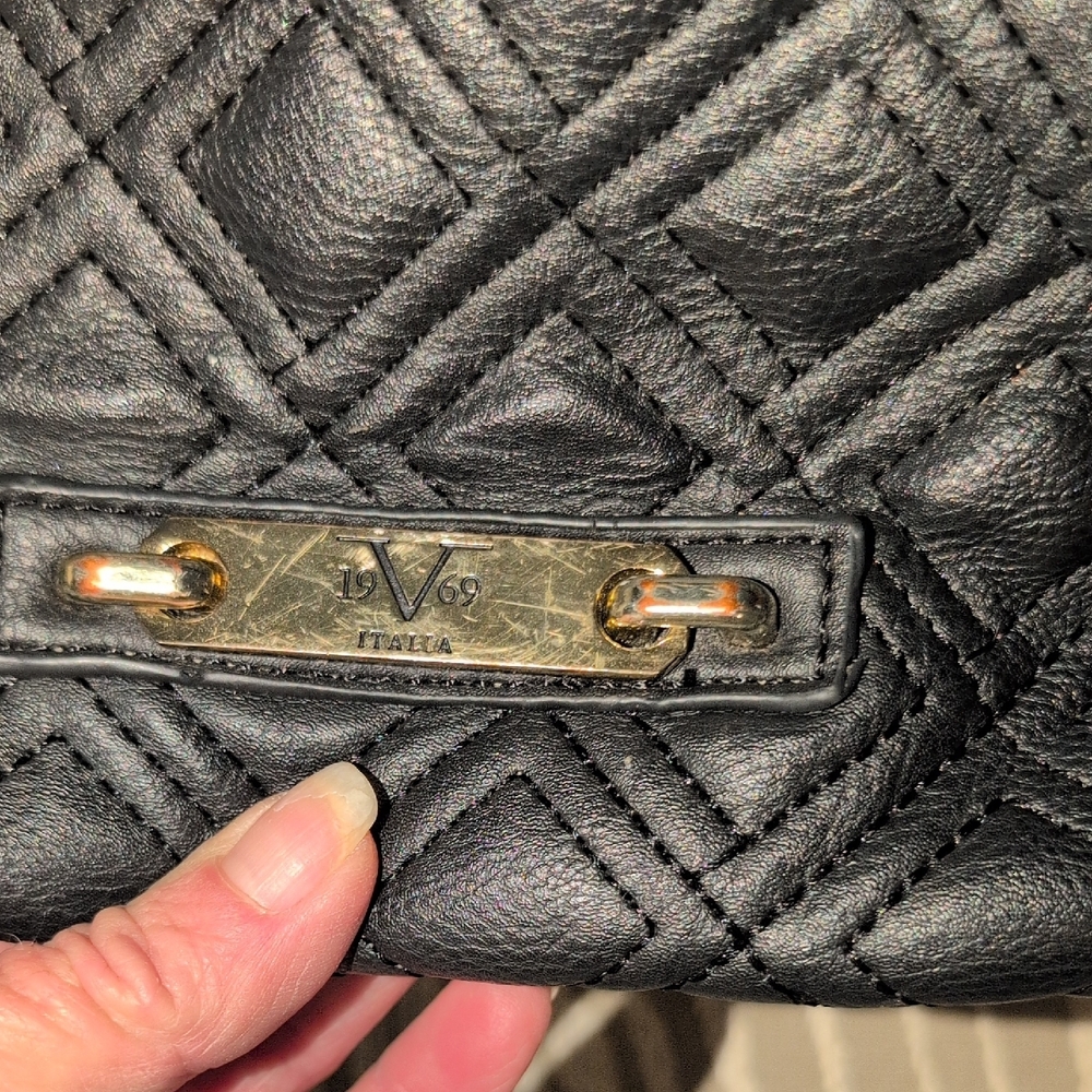 Versace 19.69 Black Quilted Vegan Leather Crossbody Bag - Picture 2 of 11